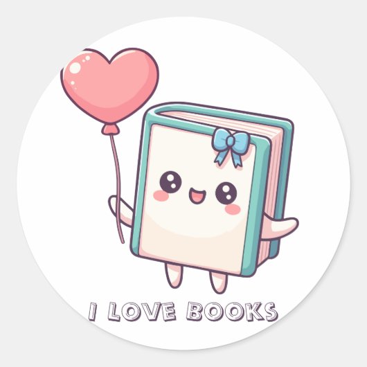 Ik hou van boeken Schattige hart sticker (Voorkant)