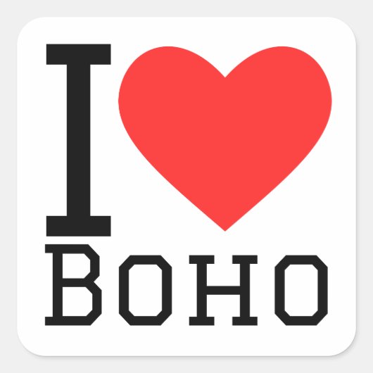 Ik hou van boho vierkante sticker (Voorkant)