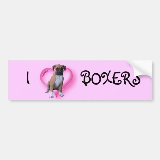 Ik hou van boksbumper sticker (Voorkant)