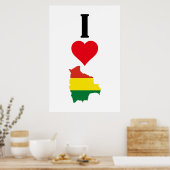 Ik hou van Bolivia Verticaal I Heart Country Flag  Poster (Keuken)