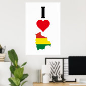 Ik hou van Bolivia Verticaal I Heart Country Flag  Poster (Thuiskantoor)
