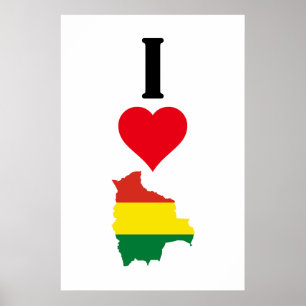Ik hou van Bolivia Verticaal I Heart Country Flag Poster