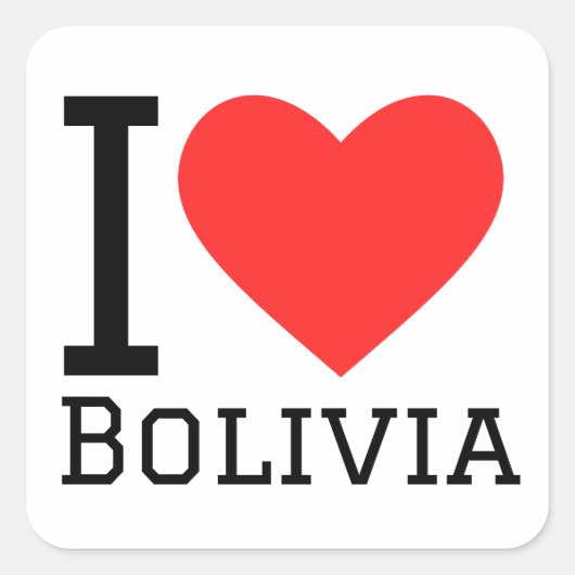 Ik hou van Bolivia Vierkante Sticker (Voorkant)