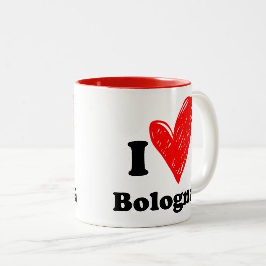 Ik hou van Bologna Two-Tone Coffee Mok (Voorkant rechts)
