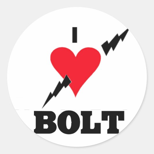 Ik hou van Bolt Ronde Sticker (Voorkant)