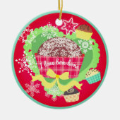 Ik hou van bonbons bonbons bonbons kerstversiering keramisch ornament (Voorkant)