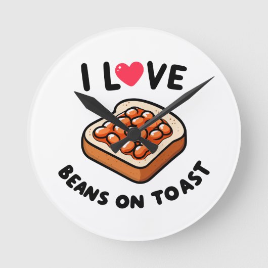 Ik hou van bonen op toast ronde klok (Voorkant)
