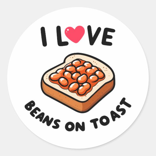 Ik hou van bonen op toast ronde sticker (Voorkant)