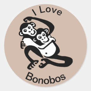 Ik hou van - BONOBOS - Chimpansee - Wildlife - Nat Ronde Sticker