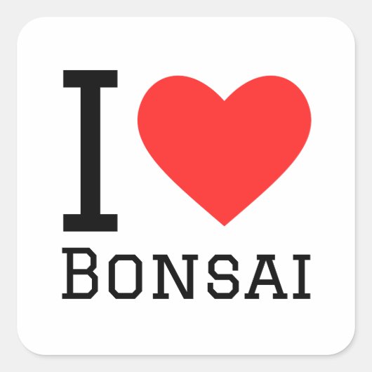 Ik hou van bonsai vierkante sticker (Voorkant)