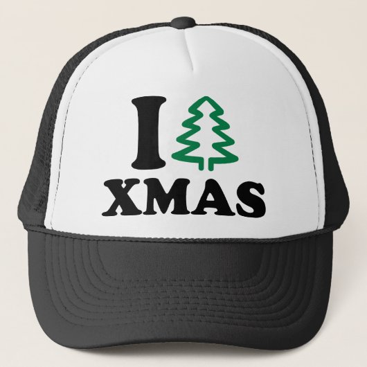 Ik hou van boom Xmas Trucker Pet (Voorkant)