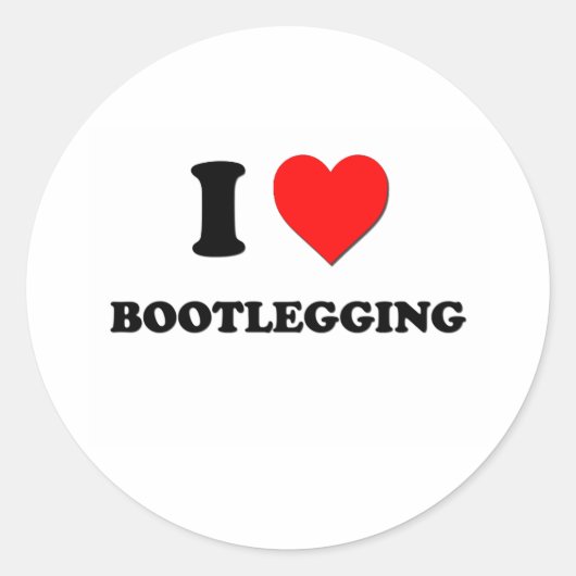 Ik hou van bootlegging ronde sticker (Voorkant)
