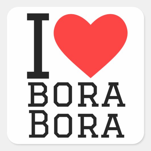 Ik hou van bora bora vierkante sticker (Voorkant)