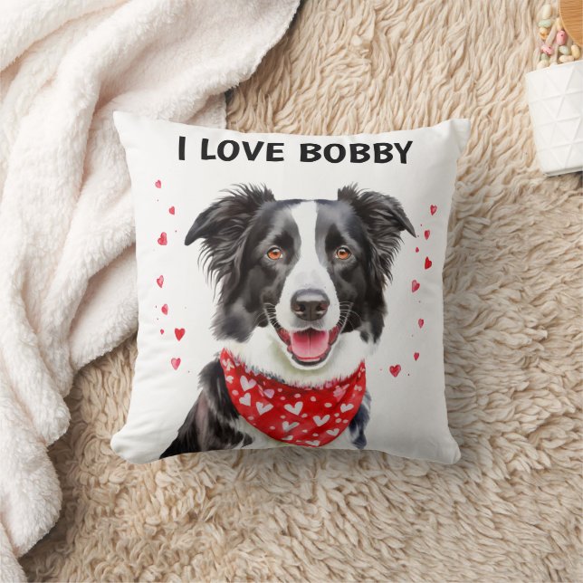 Ik hou van Border Collie met Red Heart Bandana Kussen (Deken)