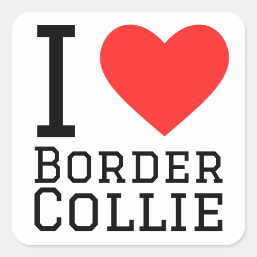 Ik hou van border collie vierkante sticker (Voorkant)