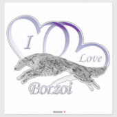 Ik hou van Borzoi Die Cut Vinyl Sticker (Vel)