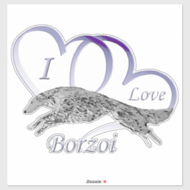 Ik hou van Borzoi Die Cut Vinyl Sticker