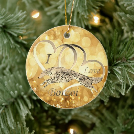 Ik hou van Borzoi kerstversiering Keramisch Ornament (Boom)