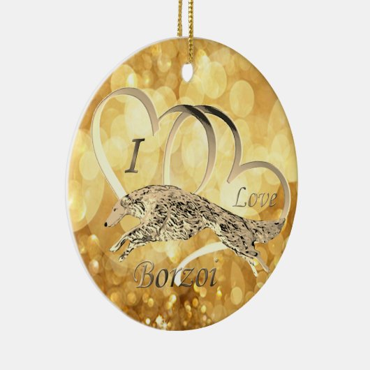Ik hou van Borzoi kerstversiering Keramisch Ornament (Rechts)