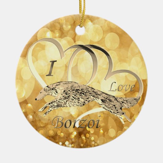 Ik hou van Borzoi kerstversiering Keramisch Ornament (Voorkant)