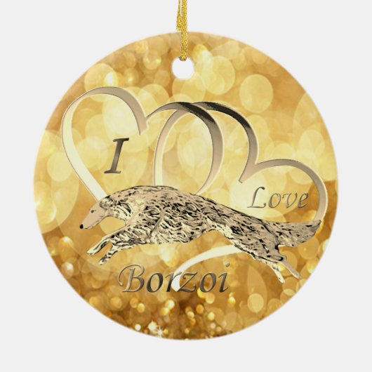Ik hou van Borzoi kerstversiering Keramisch Ornament (Achterkant)