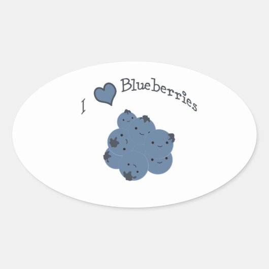 Ik hou van bosbessen ovale sticker (Voorkant)
