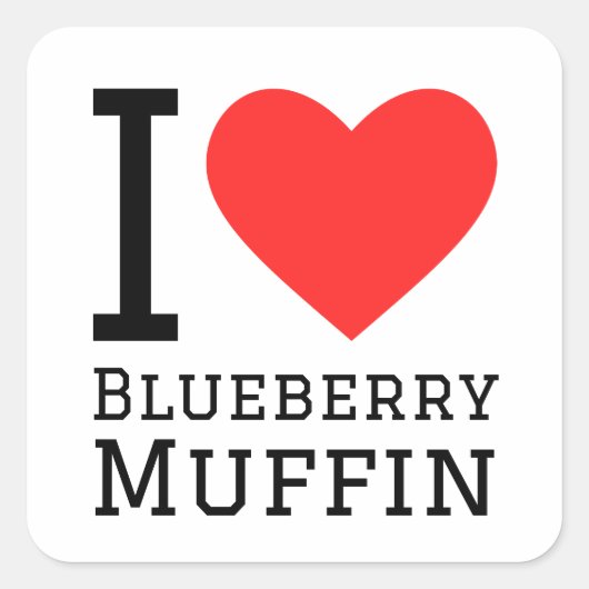 Ik hou van bosbessenmuffin vierkante sticker (Voorkant)