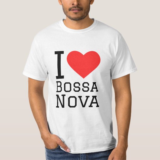 Ik hou van Bossa nova vierkante sticker T-shirt (Voorkant)