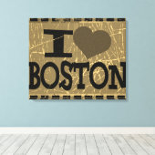 Ik hou van Boston - Boston Canvas Afdruk (Insitu (Houten vloer))