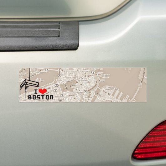Ik hou van Boston Bumpersticker (Op auto)