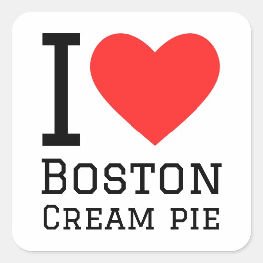 Ik hou van Boston crème taart Vierkante Sticker (Voorkant)