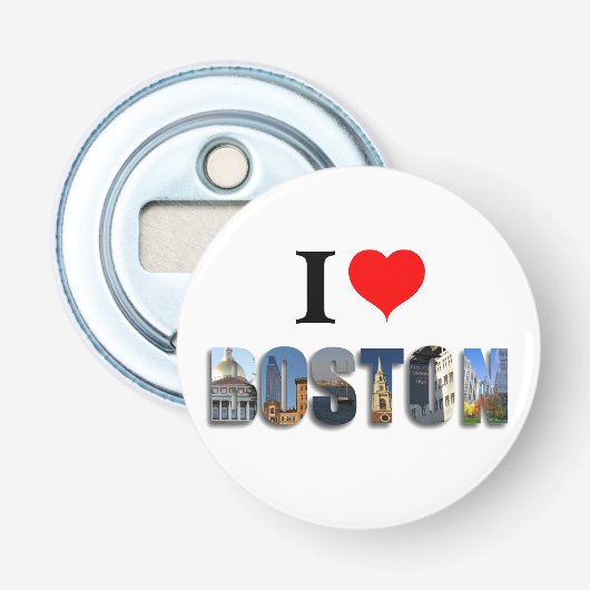 Ik hou van Boston Massachusetts City Reisfoto's Button Flesopener (Voorkant)