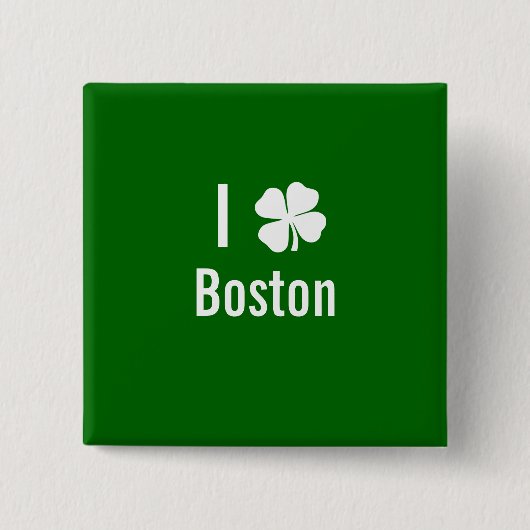 Ik hou van Boston St Patricks Day Vierkante Button 5,1 Cm (Voorkant)