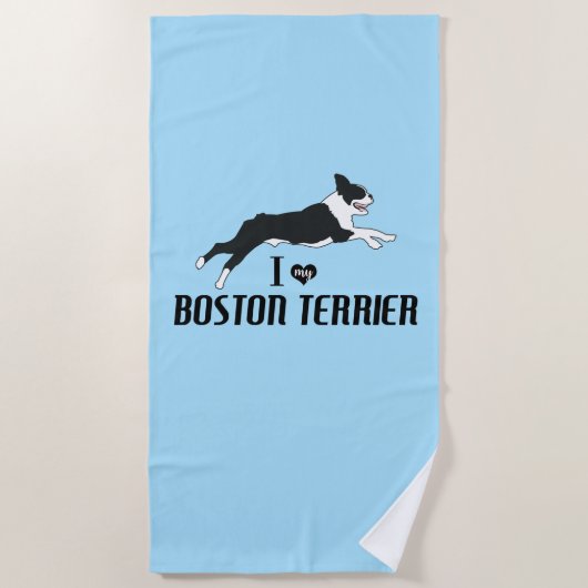 Ik hou van Boston Terrier Dog Strandlaken (Voorkant)