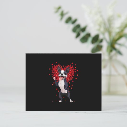 Ik hou van Boston Terrier Funny Heart Valentijn Gi Briefkaart (Staand voorkant)