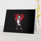 Ik hou van Boston Terrier Grappig Hart Valentijnsd Kaart (Gele Bloem)