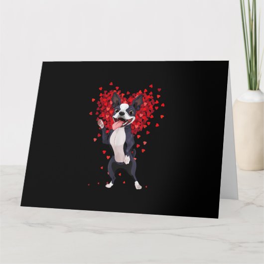 Ik hou van Boston Terrier Grappig Hart Valentijnsd Kaart (Voorkant)