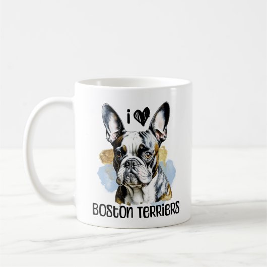 Ik hou van Boston Terriers gepersonaliseerd Koffiemok (Links)