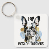 Ik hou van Boston Terriers gepersonaliseerd Sleutelhanger (Voorkant)