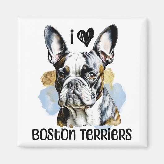 Ik hou van Boston Terriers Magneet (Voorkant)