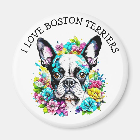 Ik hou van Boston Terriers Magneet (Voorkant)