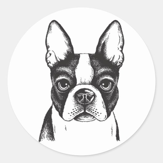 Ik hou van Boston Terriers Ronde Sticker (Voorkant)