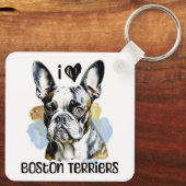 Ik hou van Boston Terriers Sleutelhanger (Achterkant)