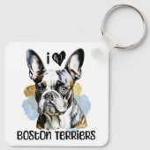 Ik hou van Boston Terriers Sleutelhanger (Achterkant)