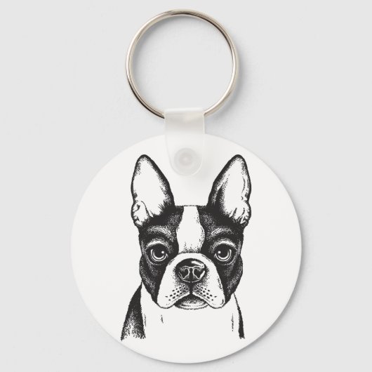 Ik hou van Boston Terriers Sleutelhanger (Voorkant)