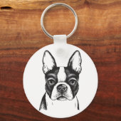 Ik hou van Boston Terriers Sleutelhanger (Voorkant)