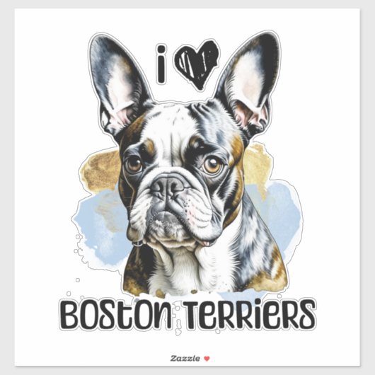 Ik hou van Boston Terriers Sticker (Vel)