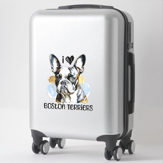 Ik hou van Boston Terriers Sticker (Koffer)