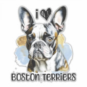 Ik hou van Boston Terriers Sticker (Voorkant)