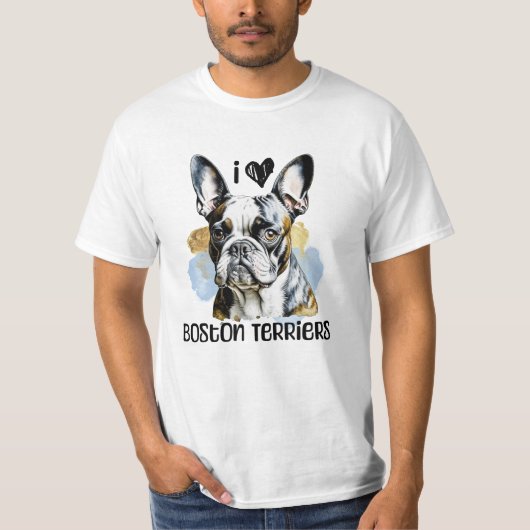 Ik hou van Boston Terriers T-shirt (Voorkant)